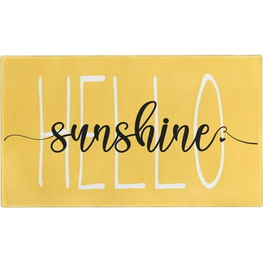 Summer Door Mat,Yellow Hello Sunshine Indoor Outdoor Non-Slip Doormat,Entryway Front Porch Spring Summer Welcome Door Mat for Entrance Decor,30" x 17"