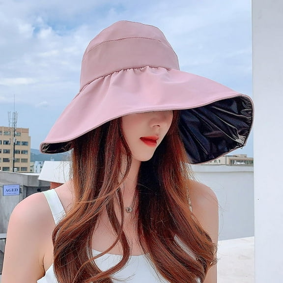 Summer Double-layer Fisherman Hat Women's Empty Top Sun Hat Outdoor UV Protection Foldable Sunshade Hat Sunscreen Sun Hat Cap Soft Quick Dry Wide Brim Sun: Breathable Top Foldable Travel Simple Cap