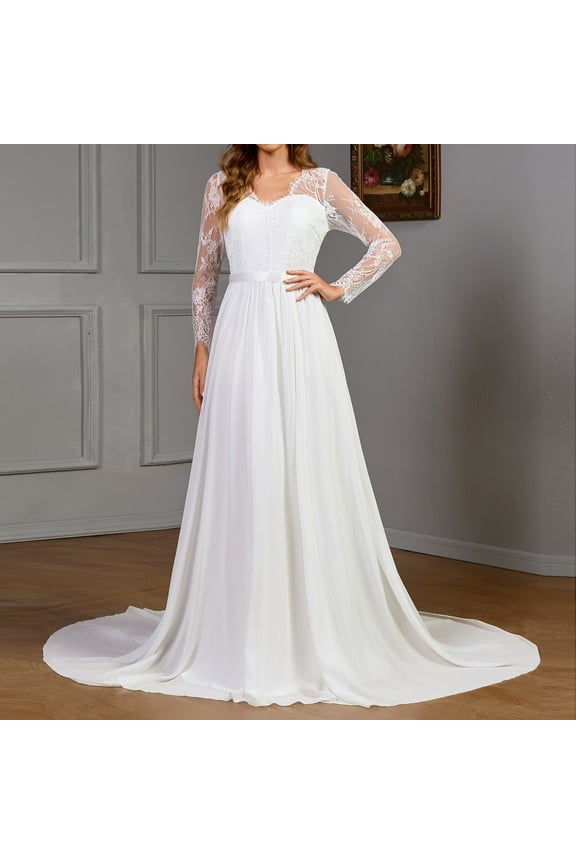 Umbreon White Wedding Dresses for Bride Sleeve Less V Neck Maxi Dress Solid Color Lace Perspective Formal Beach Bride Dress