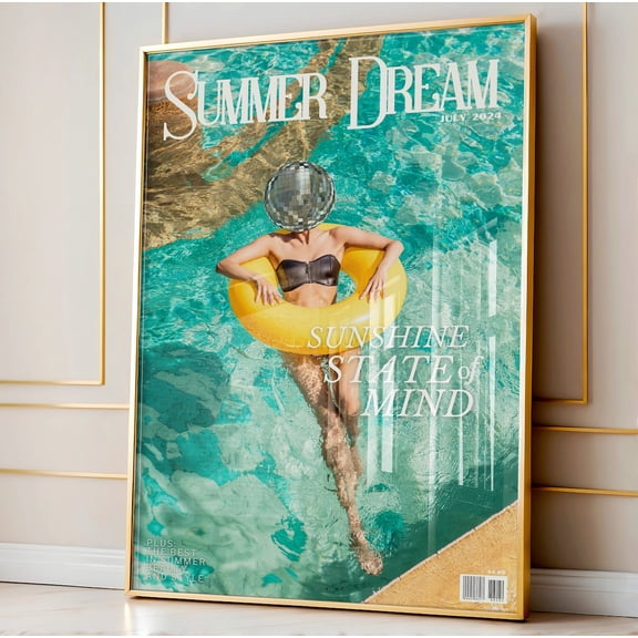 Summer Dream Magazine Print, Retro Pool Poster, Unframed Paper Poster 8x10in
