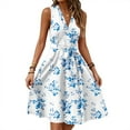 thumbnail image 1 of Summer Dress, Casual V Neck Sleeveless Floral Tunic Tank Midi Dress Cocktail Beach Vacation Plus Size Dresses Low Heel Shoes For Women Birthday Dresses Sexy Dresses Cocktail (XL, Cyan) ZMTing, 1 of 5