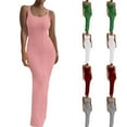 thumbnail image 1 of Summer Dress Plus Size Sleeveless Crew Neck Women Casual Maxi Bodycon Party Wedding Guest Dress Pink M, 1 of 9
