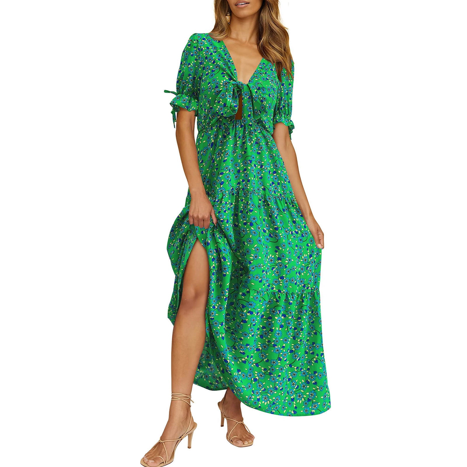 Summer Deep V Sexy Beach Holiday Casual Boho Dress