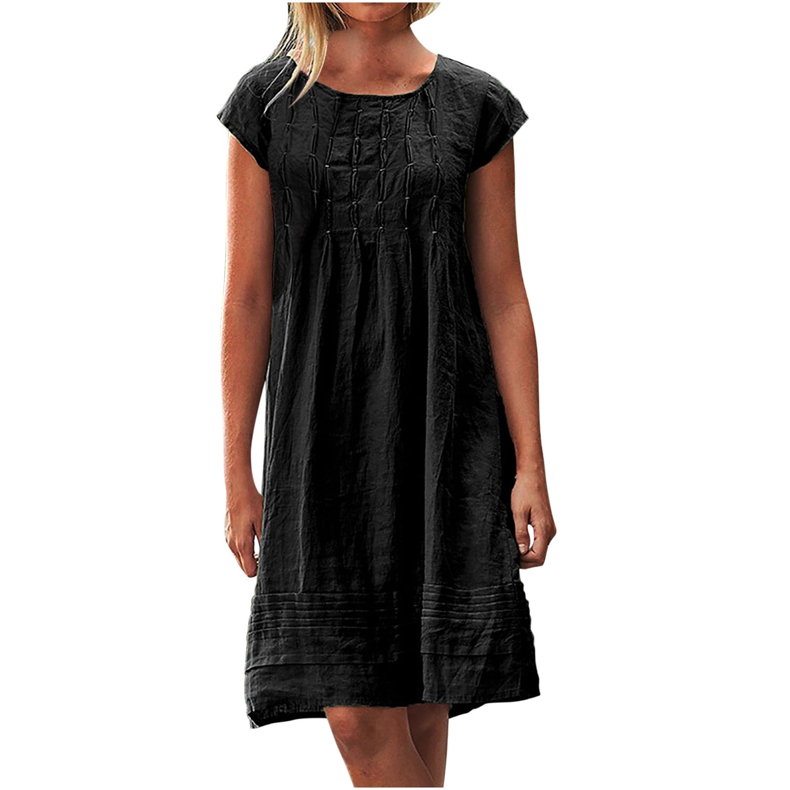 knee length dresses for ladies Nellie Maxi Dress Black Linen