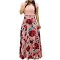 thumbnail image 1 of Summer Dress Saving! Women's Casual Plus Size Short Sleeve Floral Boho Printing Long Dress Leisure Dress Pink XL, 1 of 4