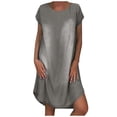 thumbnail image 1 of Summer Dress Sevevn Women Casual Faux Jean Dress Loose Knee-Length Short Sleeve DenimDress, 1 of 6