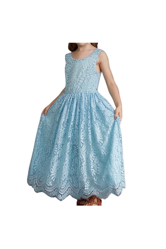 Summer Dress Teen Fashion Sleeveless Blue Dress for Girls Girls Hawaiian Dress Girls Dress for Teen Girls 3-4 Years