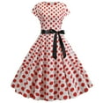 Summer Dress Vintage 1950S Retro Short Sleeve Dot Print Evening Party Prom Swing Dress