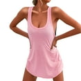 thumbnail image 1 of Summer Dress Women Plus Size Tank Dresses Solid Color Mini Dress U Neck Cotton Irregular Hem Dress Off Shoulder Beach Dress A-Line Beach Long Maxi Dress, 1 of 6
