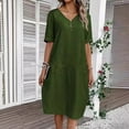 thumbnail image 1 of Summer Dress Women's Dress Lightweight V Neck Beach Dress Half Sleeve Midi Dress Loose Knee Length Buttons Dress With Pockets Dresses for Summer Casual Summer Clothes for Women Summer Midi Dresses, 1 of 8