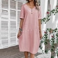 thumbnail image 1 of Summer Dress Women's Dress Lightweight V Neck Beach Dress Half Sleeve Midi Dress Loose Knee Length Buttons Dress With Pockets Dresses for Summer Casual Summer Clothes for Women Summer Midi Dresses, 1 of 2