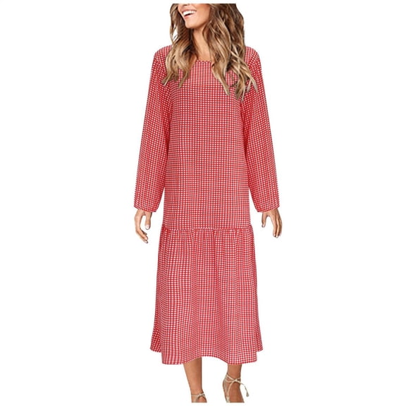 Summer Dress Women's Elegant Floral Print Vintage Midi Evening Dress Tie Neck Long Sleeve Flowy Aline Flared Dresses