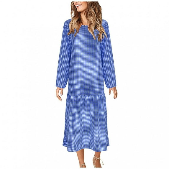 Summer Dress Women's Elegant Floral Print Vintage Midi Evening Dress Tie Neck Long Sleeve Flowy Aline Flared Dresses