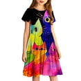 thumbnail image 1 of Summer Dress for Girls Crewneck Casual Cute Short Sleeve Lightweight Fashion Printed Flowy A Line Sundress, 1 of 5