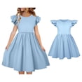 thumbnail image 1 of Summer Dress for Girls Ruffle Sleeve Girls Casual Dresses Girls Beach Dress Girls Clothes Size 6-7 Years, 1 of 6