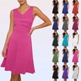 thumbnail image 1 of Summer Dresses for Women Plus Size Beach Midi Dress Casual Loose Sundress V-Neck Sleeveless Party Dresses for Women, 1 of 8