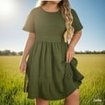 thumbnail image 1 of Zunfeo Summer Dress for Women 2025 Elegant Plus Size Midi Dress Ruffles Cozy Beach Vacation Dresses Green 2XL, 1 of 7