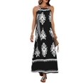 thumbnail image 1 of Summer Dress for Women 2025 Floral Sundress Spaghetti Strap Flowy Beach Vacation Boho Maxi Dresses Black XL, 1 of 7