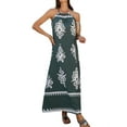 thumbnail image 1 of Summer Dress for Women 2025 Floral Sundress Spaghetti Strap Flowy Beach Vacation Boho Maxi Dresses Green L, 1 of 9
