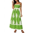 thumbnail image 1 of Summer Dress for Women 2025 Floral Sundress Spaghetti Strap Flowy Beach Vacation Boho Maxi Dresses Green M, 1 of 7