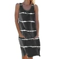 thumbnail image 1 of Summer Dress for Women Ladies Casual Pocket Stripe Print Mini Swing Dress Loose Beach Sleeveless Tunic Tank Dress, 1 of 2