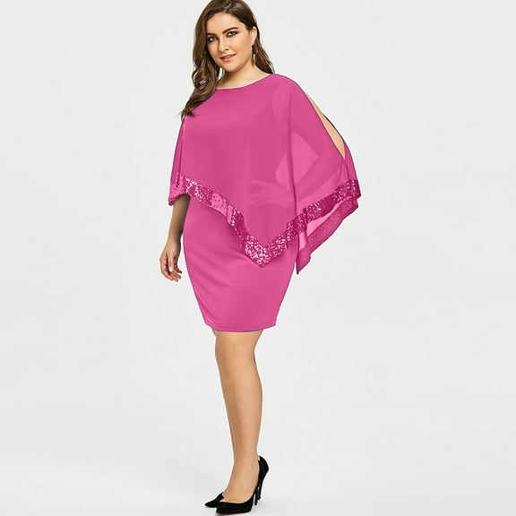 Summer Dress for Women Plus Size Cold Shoulder Chiffon Solid Mini Dress Fashion Formal Work Dresses Casual Vintage Party Dress