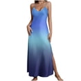 thumbnail image 1 of Summer Dress for Women Satin Spaghetti Strap Backless Maxi Dress Formal Gradient Wedding Guest Dresses with Slit, 1 of 7