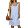 thumbnail image 1 of Summer Dress for Women Sleeveless Tank Dress with Pockets Casual Short A Line Dress Crewneck Sundress 2025 Blue S, 1 of 7