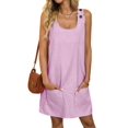 thumbnail image 1 of Summer Dress for Women Sleeveless Tank Dress with Pockets Casual Short A Line Dress Crewneck Sundress 2025 Pink L, 1 of 9