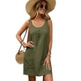 thumbnail image 1 of Summer Dress for Women Sleeveless Tank Dress with Pockets Casual Short A Line Dress Crewneck Sundress Green S, 1 of 7