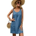 thumbnail image 1 of Summer Dress for Women Sleeveless Tank Dress with Pockets Casual Short A Line Dress Crewneck Sundress Peacock Blue L, 1 of 8