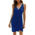 thumbnail image 1 of Summer Dress for Women Sleeveless V Neck Solid Slim Fit Mini Dress Elegant Comfortable Fashion Short Party Dress, 1 of 6