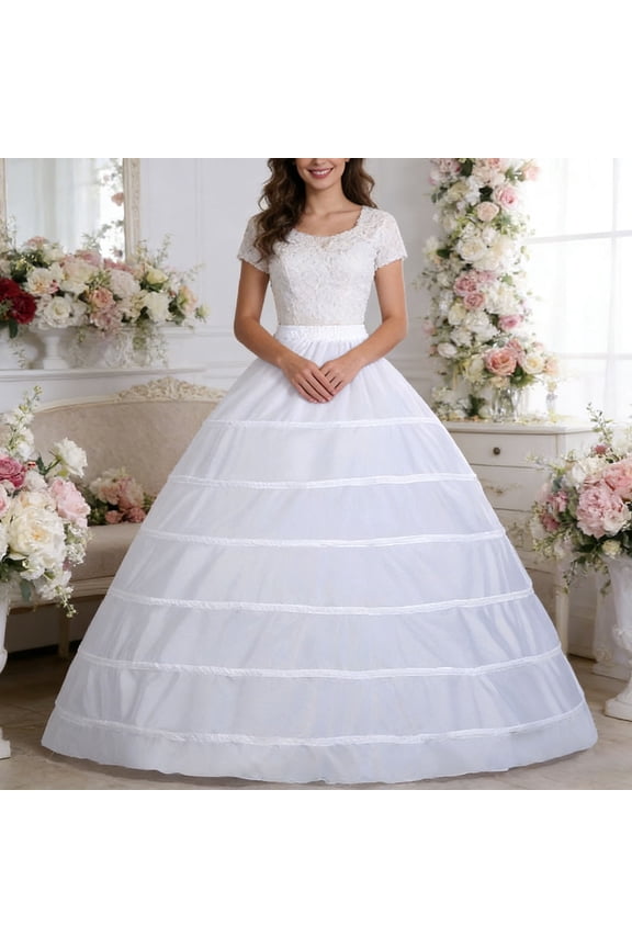 Summer Dress for Women Solid Color Maxi Petticoat Adjustable Six Bone Support Skirt for Formal Wedding Occasions