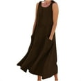 thumbnail image 1 of Summer Dress for Women Solid Sleeveless Loose Casual Flowy Long Dresses with Pockets, 1 of 5