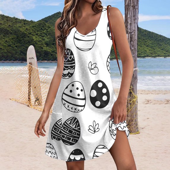 Summer Dress for Women Women's Summer Fashion Casual Solid Color Sleeveless Linen Long Dress C White L