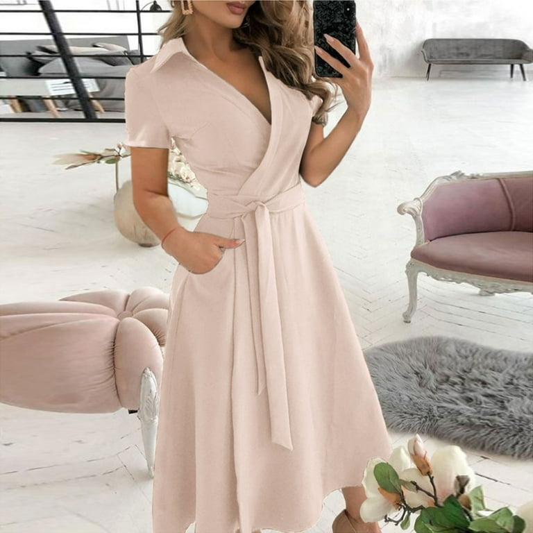Bandage Pure Color Short Sleeve Vacation Dresses Bandage Pure Color Short Sleeve Vacation Dresses