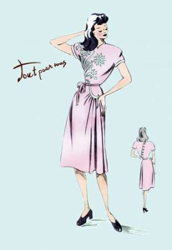 Summer Dress with Oriental Flair 1947 Canvas Art - Unknown (12 x 18)