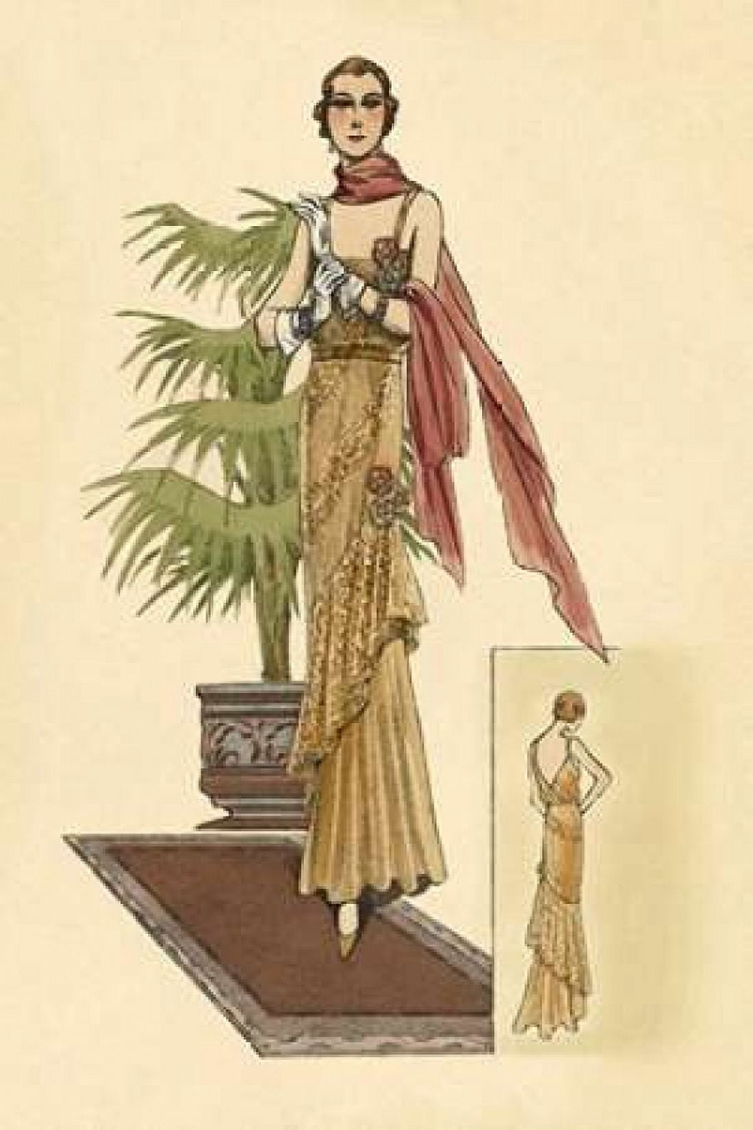 Summer Dress with Pink Wrap Canvas Art - Vintage Fashion (24 x 36)