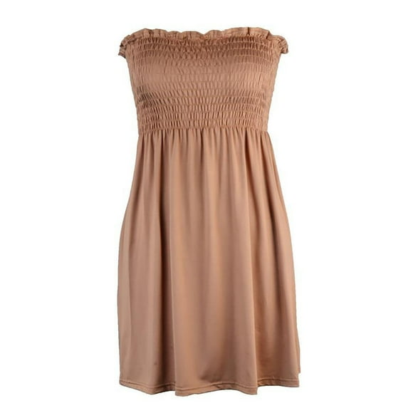 Summer Dresses 2023 Midi Work Cover Up Beach Strapless Mini Dress Skirt Brown M