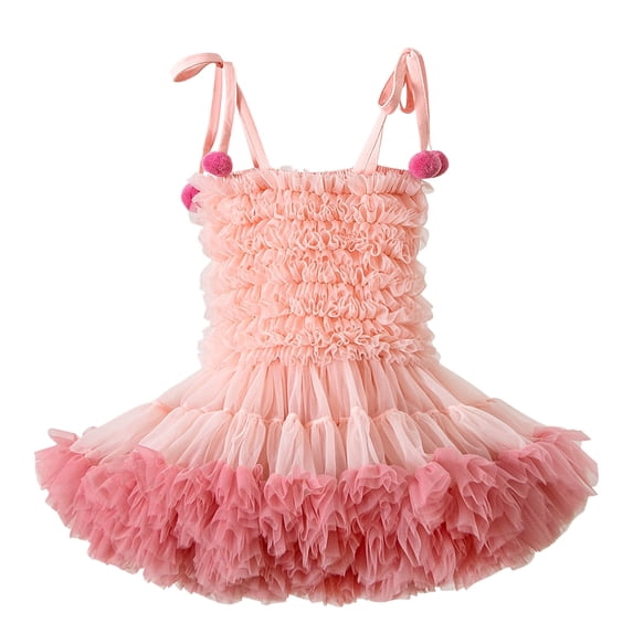 Summer Dresses For Girls Baby Mesh Tutu Sleeveless Baby Rainbow Tutu Princess Skirt Communion Dresses For Girls Size 12-18Months