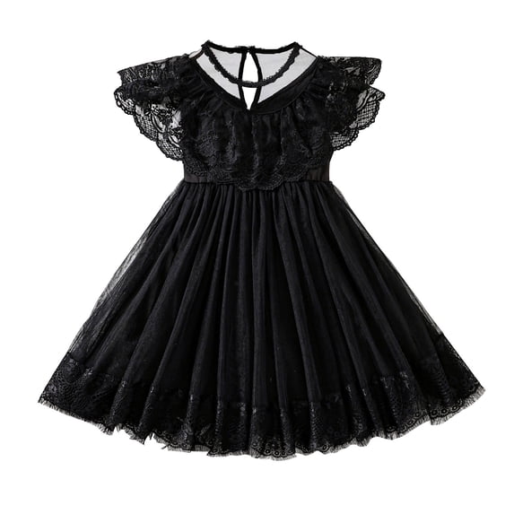 Summer Dresses For Girls Fly Sleeve Tulle Holiday Party Lace Dance Partyes Clothes Floral Dress Size 4-5T