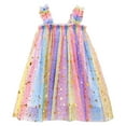 thumbnail image 1 of Summer Dresses For Girls Sleeveless Rainbow Tie Dyed Star Sequin Tulle Ruffles Princess Dance Partyes Clothes Hawaiian Dresses For Girls Size 4-5T, 1 of 4