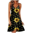 thumbnail image 1 of Summer Dresses For Women 2022 Spaghetti Strap Sleeveless Slip Dress Lotus Hem Mini Dress V Neck Sexy Sundresses Summer Clearance, 1 of 4