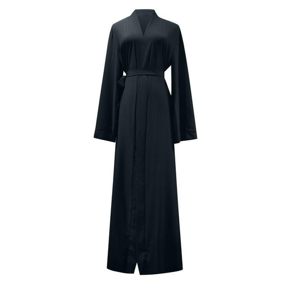 Summer Dresses For Women 2023 Abaya Ramadan Front Open Cardigan Maxi Dress