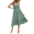 thumbnail image 1 of Summer Dresses For Women 2024 Casual Boho Solid Color Sleeveless Tube Top Neck Waist Jacquard Long Dress, 1 of 5