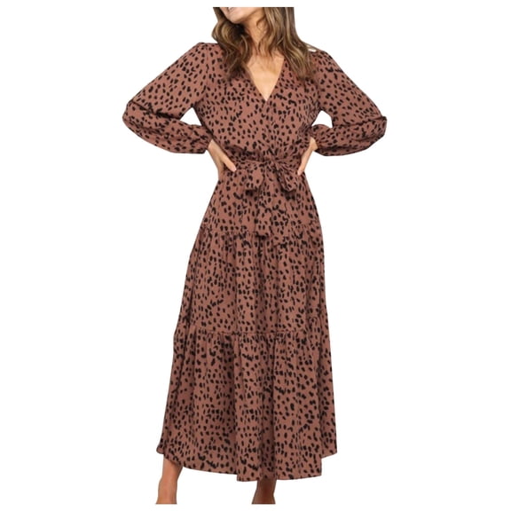 Summer Dresses For Women 2024 Plus Size Leopard Dress Stylish Long Sleeves High Waist Dress Button Front Dress Beach Dress