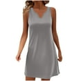 thumbnail image 1 of Summer Dresses For Women 2025 Sevevn Women's Casual Solid Color V-Neck Pullover Short Sleeved, 1 of 8