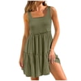 thumbnail image 1 of Summer Dresses For Women 2025 Sevevn Womens Summer Casual Square Neck Sundresses Cover up Flowy Tiered Sleeveless Mini Dress Beach Vacation Outfits, 1 of 7
