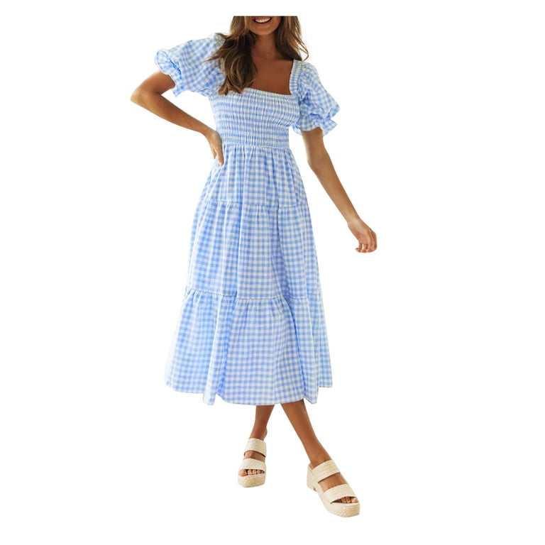 blue off the shoulder dress casual Blue Seahorse Print Off-Shoulder Cotton Dress – 100% Lightweight Resortwear