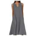 thumbnail image 1 of Summer Dresses For Women Casual Sleeveless Linen Flowy Beach Dress With Pockets, 1 of 5
